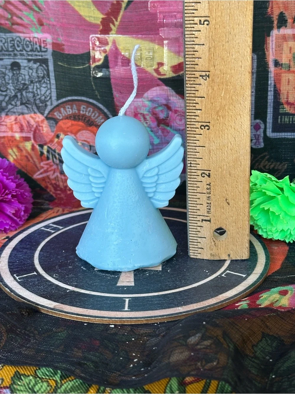 Handmade Blue Angel Candle – Winged Guardian Figure